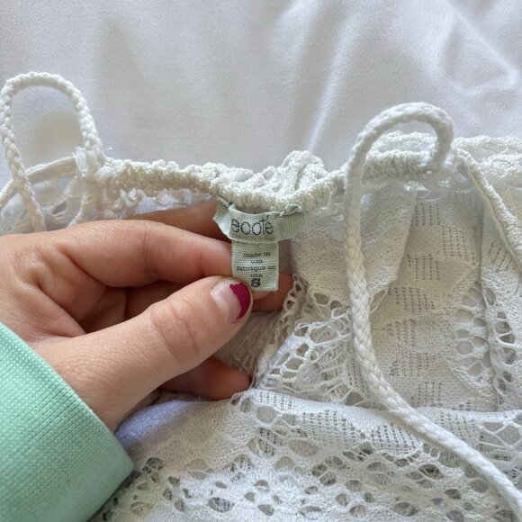 Ecote Urban Outfitters Womens Small White Tank Top Cami Crochet Lace Boho Hippie - Picture 5 of 7